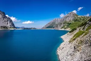 Totalp Prints: Wonderful landscape at the Luenersee with dam wall and rocks in Vorarlberg, Austria