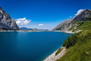 Totalp Prints: Wonderful landscape at the Luenersee with dam wall and rocks in Vorarlberg, Austria