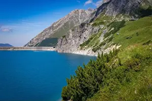 Totalp Prints: Wonderful landscape at the Luenersee with dam wall and rocks in Vorarlberg, Austria