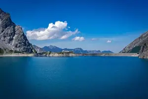 Totalp Prints: Wonderful landscape at the Luenersee with dam wall and rocks in Vorarlberg, Austria