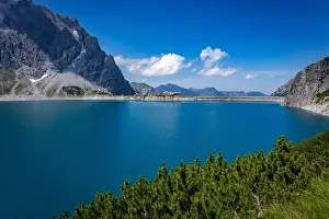 Totalp Prints: Wonderful landscape at the Luenersee with dam wall and rocks in Vorarlberg, Austria