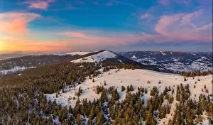 Smotrich Prints: Wonderful landscapes of the Carpathian mountains covered with the first snow in Ukraine near the village of Pylypets