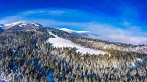 Smotrich Prints: Wonderful landscapes of the Carpathian mountains covered with the first snow in Ukraine near the village of Pylypets