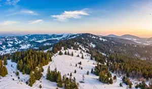 Smotrich Prints: Wonderful landscapes of the Carpathian mountains covered with the first snow in Ukraine near the village of Pylypets