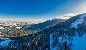 Carpathians Prints: Wonderful landscapes of the Carpathian Mountains covered with snow