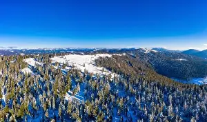 Wonderful landscapes of the Carpathian Mountains covered with snow