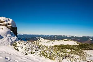 Smotrich Prints: Wonderful landscapes covered with the first snow with large rocky ledges of the Carpathian Mountains