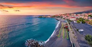 Water Tourism Prints: Wonderful summer view from flying drone ofMarina di Belvedere public beach