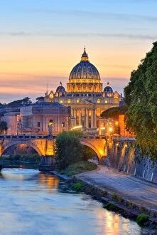 Images Dated 18th October 2019: Wonderful view of St Peter Cathedral, Rome, Italy. Sunset light