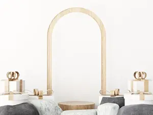 Stage Show Prints: wood display podium mockup nature concept
