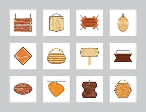 Signboard Prints: wood plank signboards hanging collection