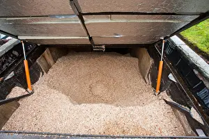 Lake District Prints: The woodchip hopper for a biofuel boiler in the grounds of the Langdale Timeshare in the Lake District UK