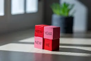 New Beginning Prints: Wooden blocks with the words New Year