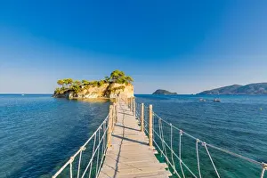 Zante Prints: Wooden bridge from Agios Sostis leading to small rocky island