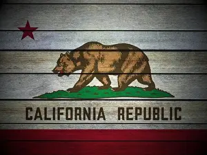 Wooden California flag background. 3d illustration