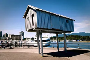Shed Prints: Wooden house or shack on stilts at Coal Harbour Vancouver