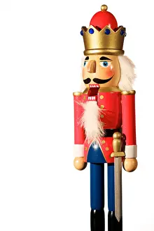 Empty Space Prints: Wooden Nutcracker soldier Christmas decoration with mouth open