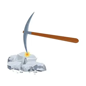 Miner Prints: Wooden pickaxe and silver nugget pile