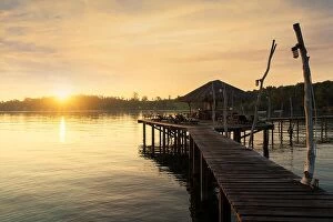 Images Dated 11th December 2017: Wooden pier and hut in Phuket, Thailand. Summer, Travel, Vacation and Holiday concept