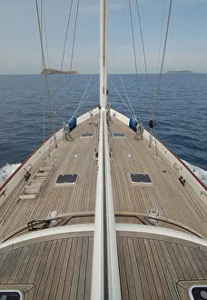 Sails Prints: wooden traditional sailboat at the Mediterranean sea, Bodrum