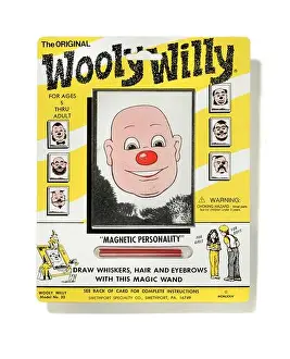 Eyebrow Prints: Wooly Willy magnetic drawing toy photographed on a white background
