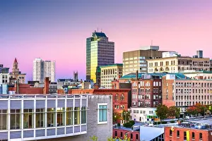 Cityscape Prints: Worcester, Massachusetts, USA downtown city skyline