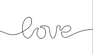 Handwritten Prints: Word love handwritten continuous line