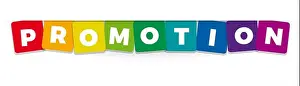 The word Promotion. Vector banner with the text colored rainbow