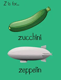 Flashcard Prints: Two words begin with letter Z