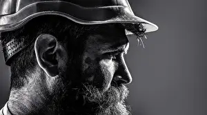 Repairman Prints: Worker in hardhat. Portrait mechanical worker