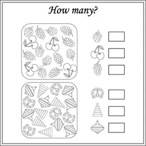 Addition Prints: worksheet for kids. education puzzle game. children activity