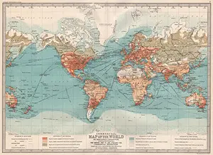 Macmillan Prints: WORLD: Commercial Map of the World. BARTHOLOMEW, 1890