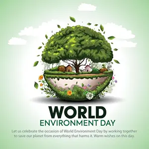Wishes Prints: world environment day poster. green plant and globe. abstract vector illustration design