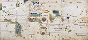 Shows Prints: World map of 1502 showing the continent of Africa in the centre