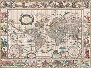 World Map Prints: World map dating from 1634/1635 by Willem Blaeu