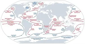 Equator Prints: World map of major ocean currents