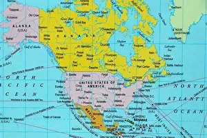 Saskatchewan Prints: world map with north american continent
