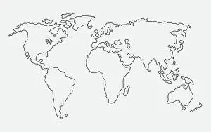 Vector Art Prints: World Map Outline Vector Design