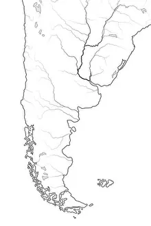 Patagonia Prints: World Map of PATAGONIA in SOUTH AMERICA: Argentina