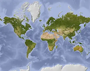 Topographic Prints: World map, shaded relief