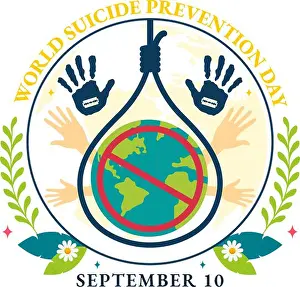Addiction Prints: World Suicide Prevention Day Vector Illustration on September 10 with a Hanging Rope