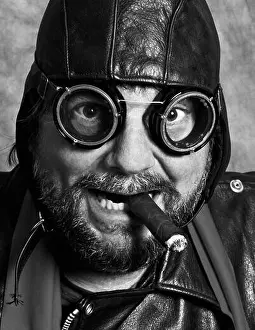 Pilot Prints: World War Two Fighter Pilot in Leather and Goggles Smoking a Cigar