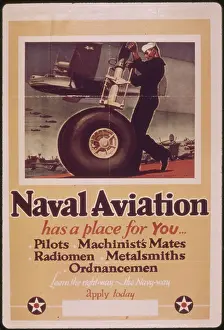 Home Front Prints: A World War II propaganda poster inviting men and women to join the Naval Aviation service