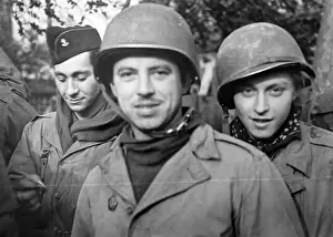 Vosges Prints: World war Two: French infantry soldiers in the forest of Vosges 1944