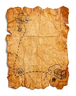 Scratched Prints: Worn Wrinkled and Ripped Old Brown Paper Isolated on White Background