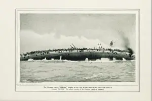 Battleship Prints: Wreck of the Blucher in the North Sea Battle from the book The story of the great war; the complete historical records