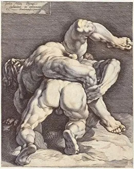Arkheia Prints: Two wrestlers, Jan Harmensz. Muller, 1588 - 1592