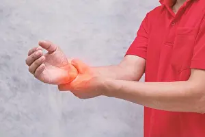 Disability Prints: The wrist is swollen, red, inflamed due to exercise