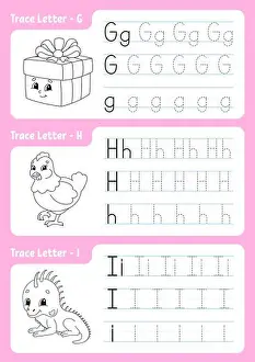 Trace Prints: Writing letters. Tracing page. Worksheet for kids