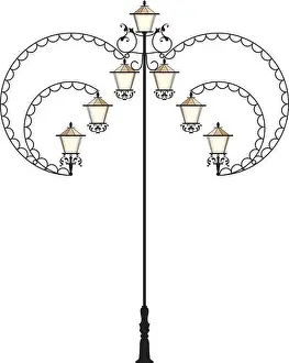 Flourishes Prints: Wrought Iron Street Lamp Post Vector Art